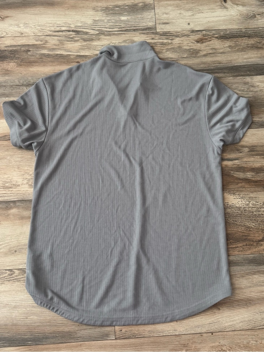 BYLT Ribbed Short Sleeve Open V Polo Gray XL - Picture 7 of 12